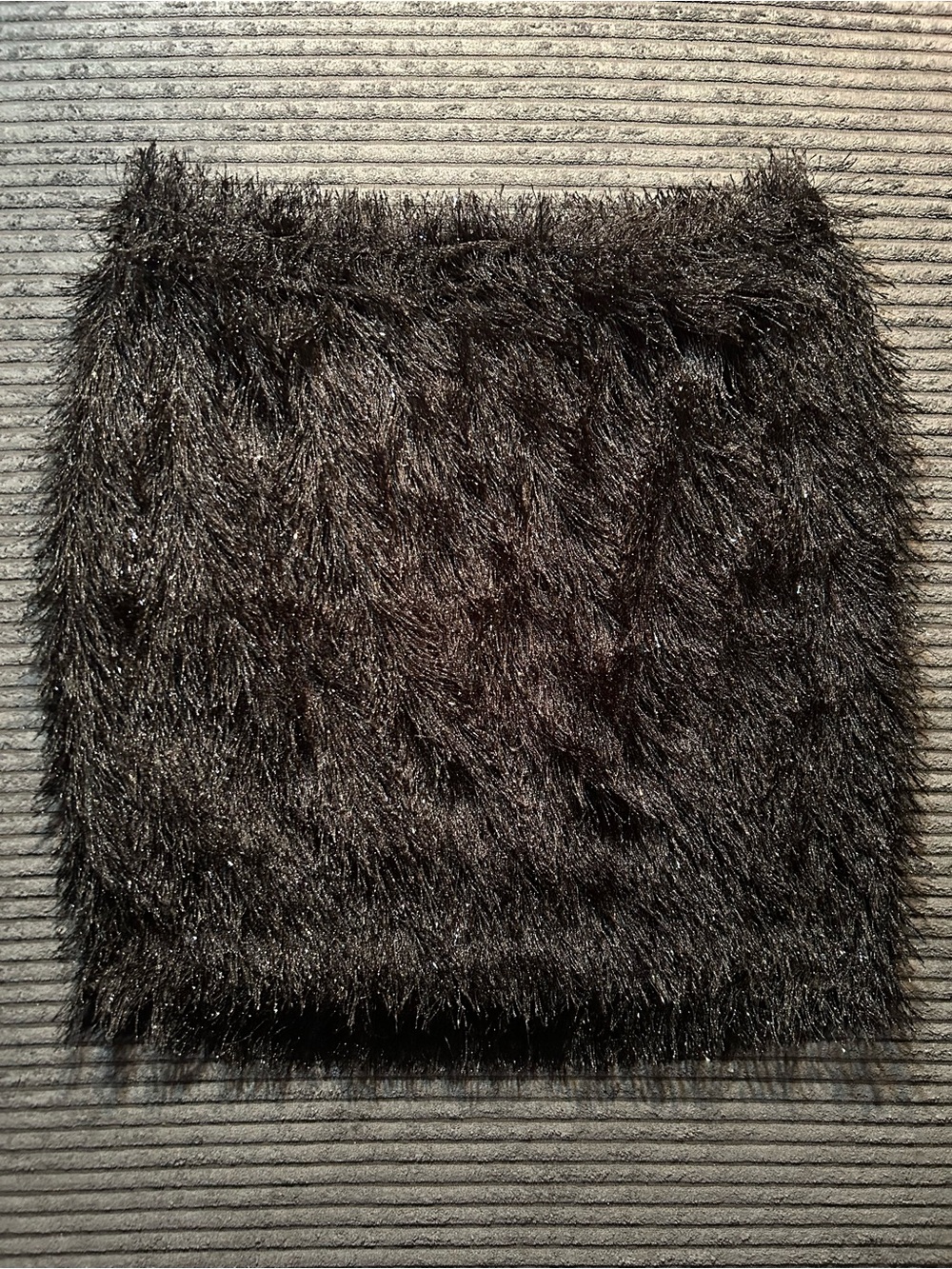 black tinsel mini skirt